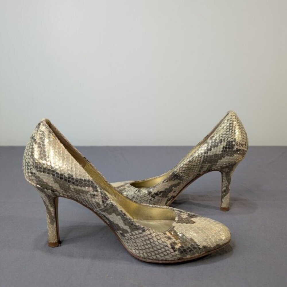 Carlo Alberto Julia  Faux Snake Skin Gold Tone Pumps Women Size 6